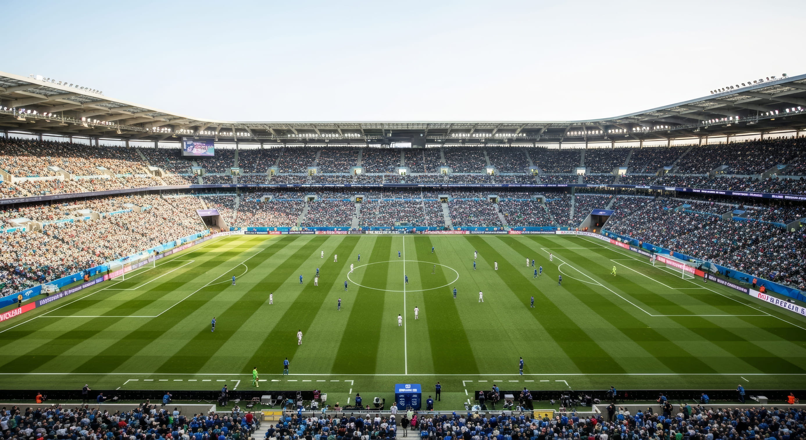 A Football Stadium With Fans And Players