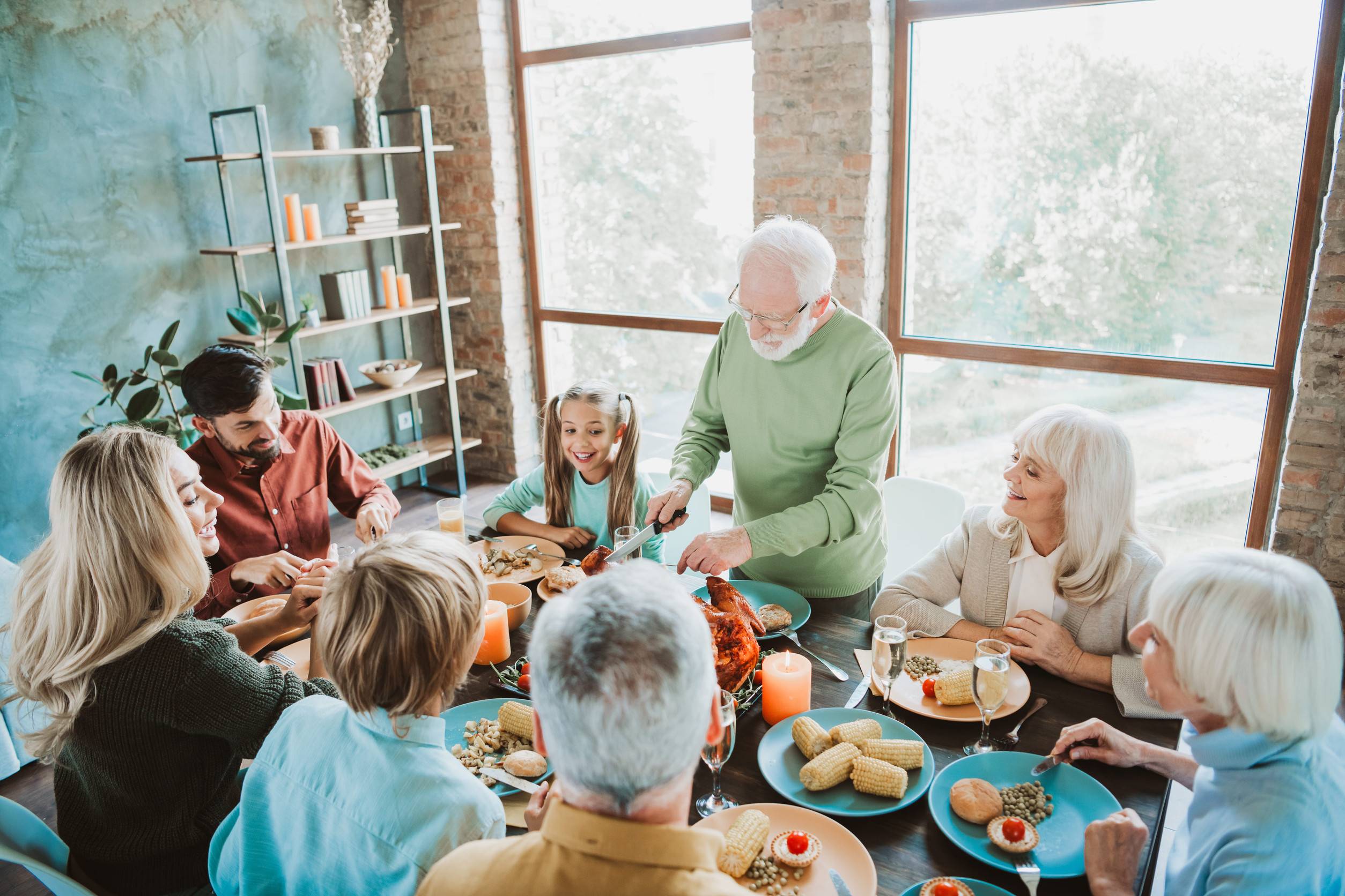 Family Enjoying Thanksgiving Dinner Together