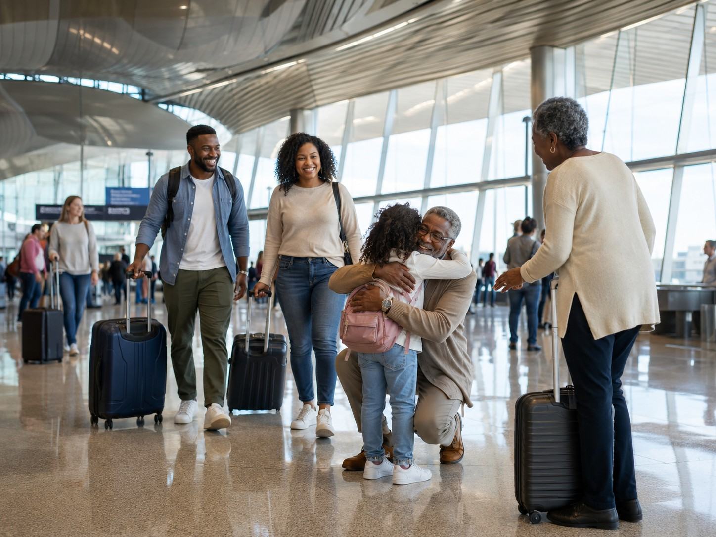 Family Reuniting Inside Hartsfield Jackson Atlanta International Airport
