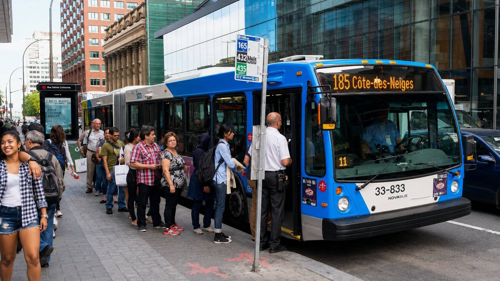 Tourists entering a public bus inside New York City